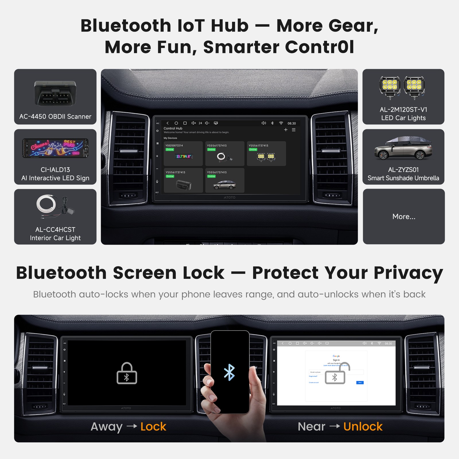 ATOTO Android Double Din Car Stereo 7″ CarPlay&Android Auto W/OBD Diag Scanner