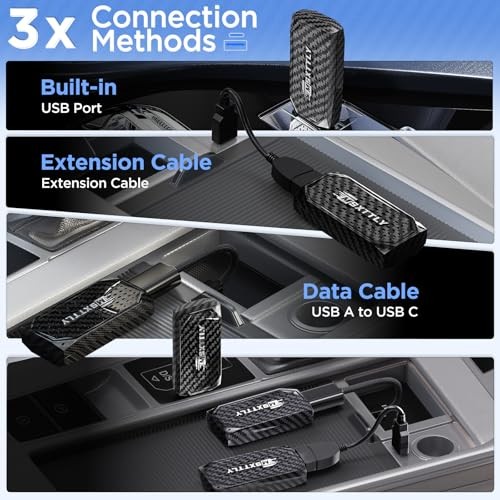 Mini 3in1 Stream CarPlay Android Auto Wireless Adapter, Support BlackGrey