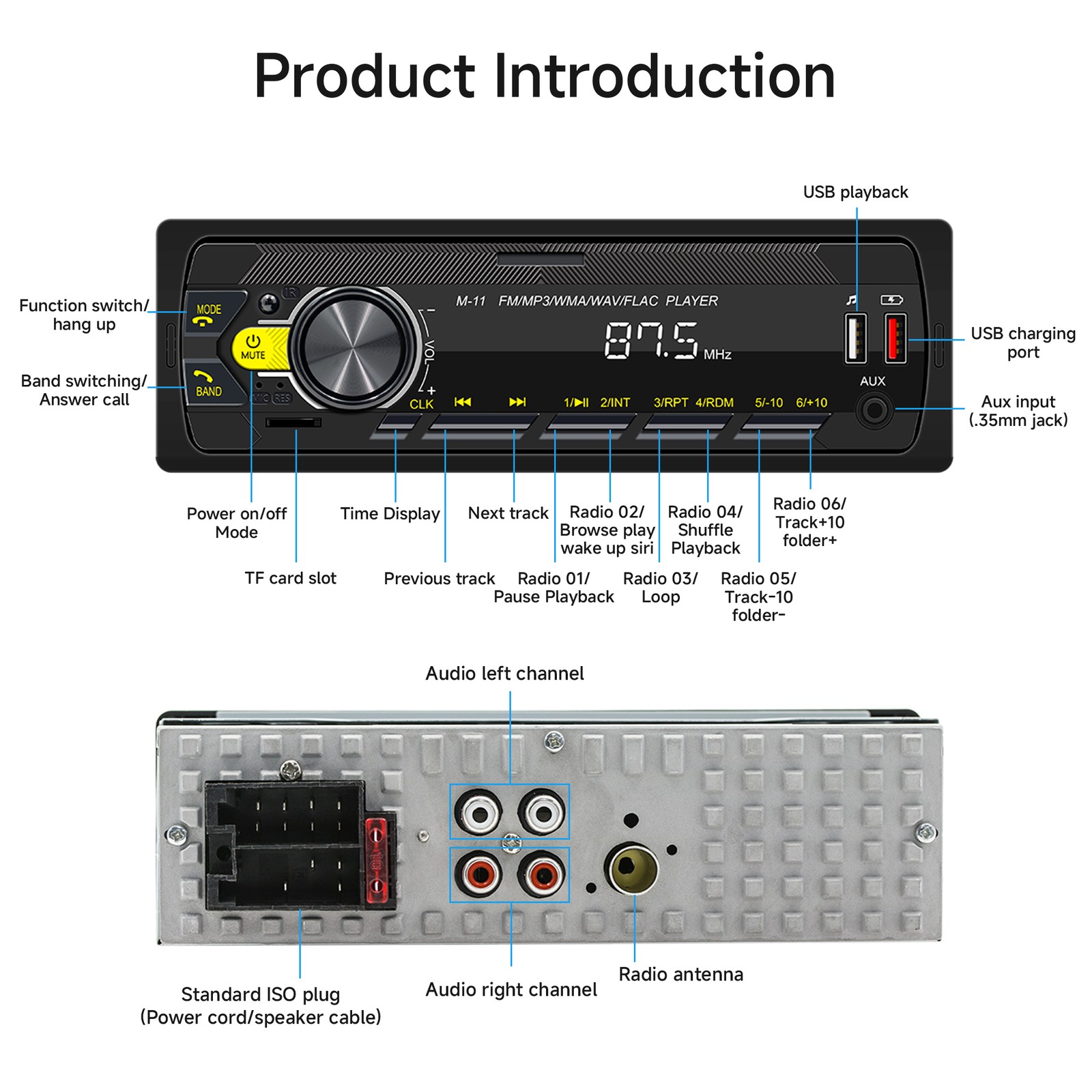 Audio Systems 616UAB Car Stereo, Bluetooth, MP3, USB, Aux In, AM/FM Radio RED