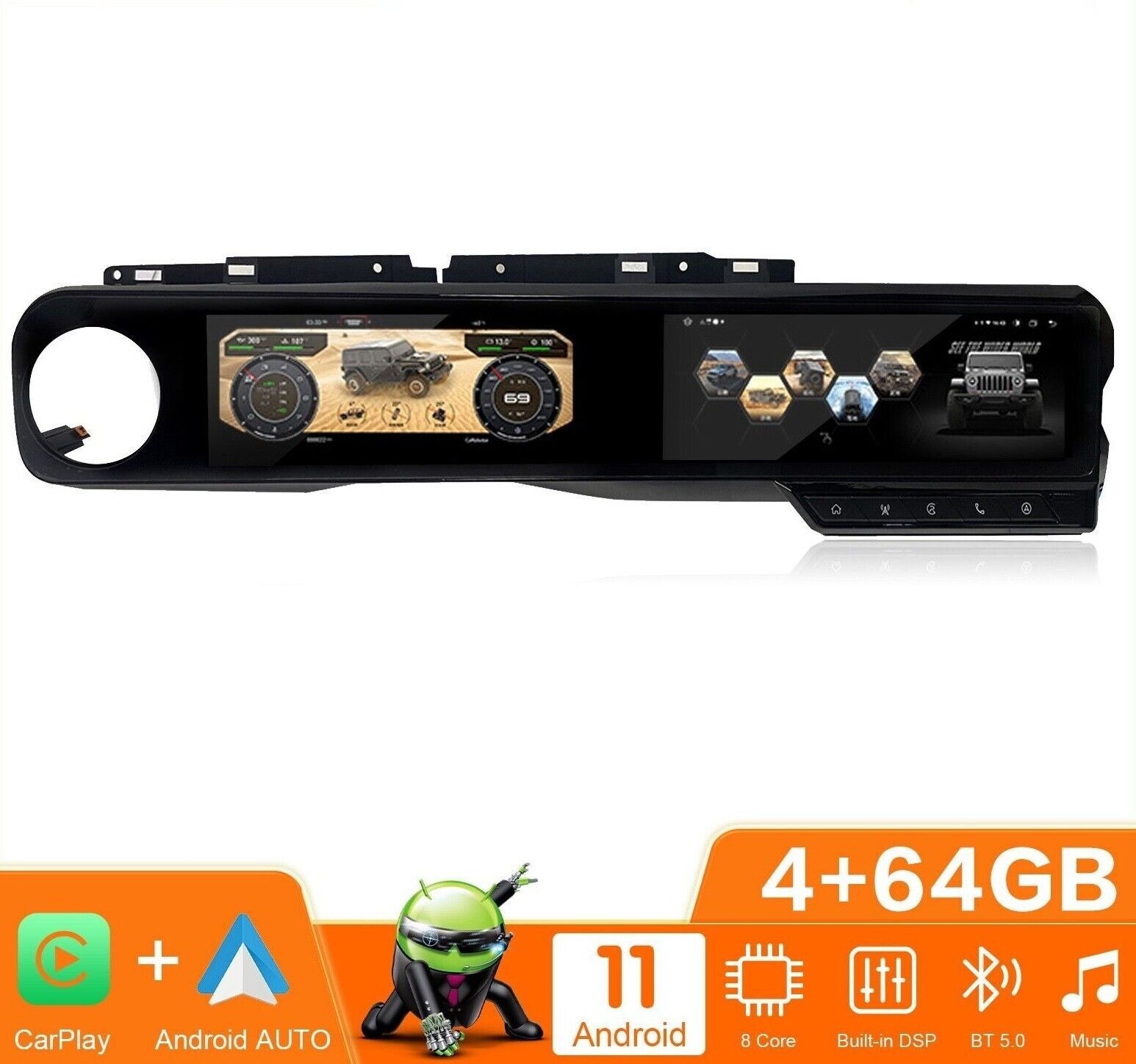 Dual Screen Car Radio for Jeep Wrangler JL Gladiator 2018-2023 Stereo Upgrade