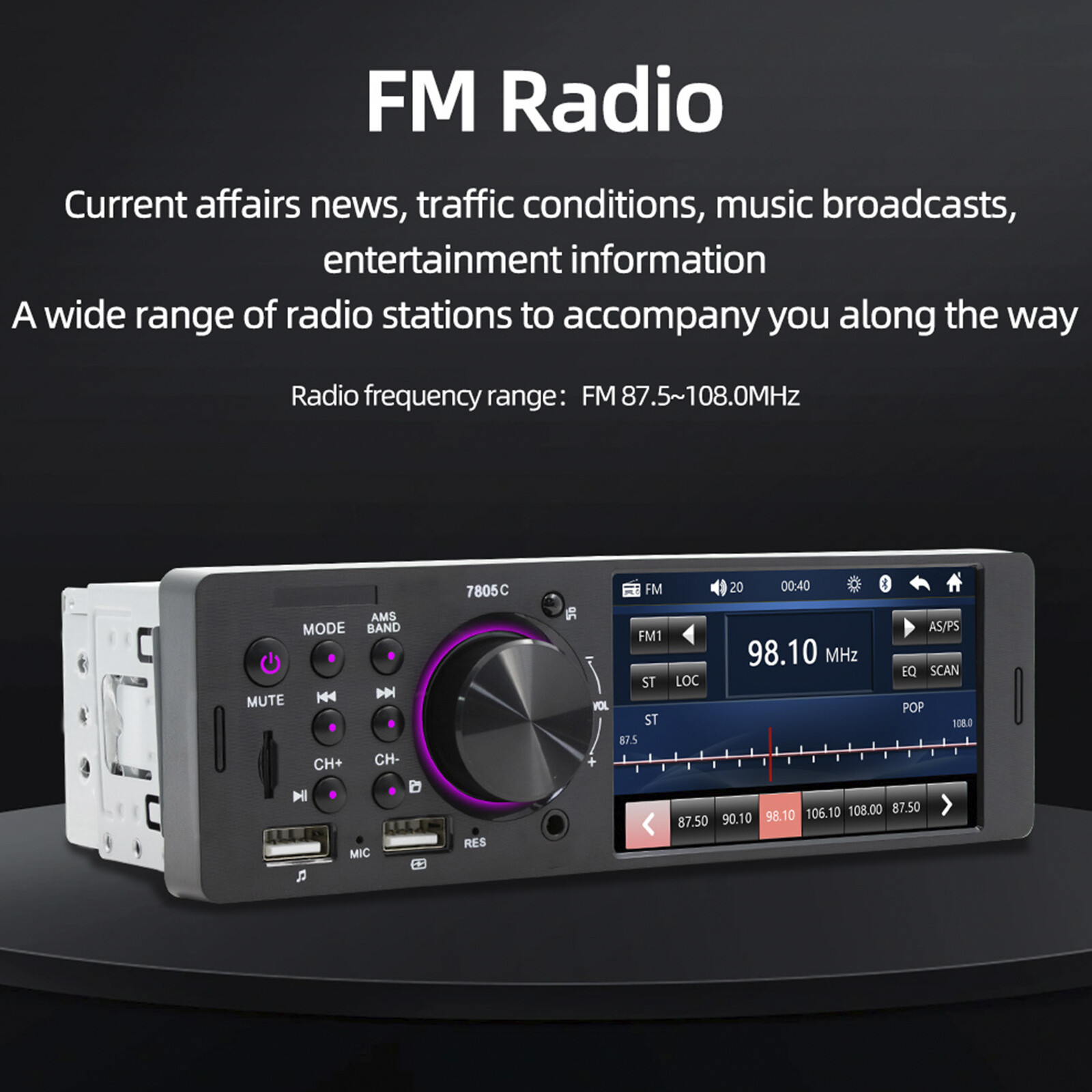 MP5 Car Player 1 Din 4.1 Inch Touch Screen Car Stereo Bluetooth + Backup Camera