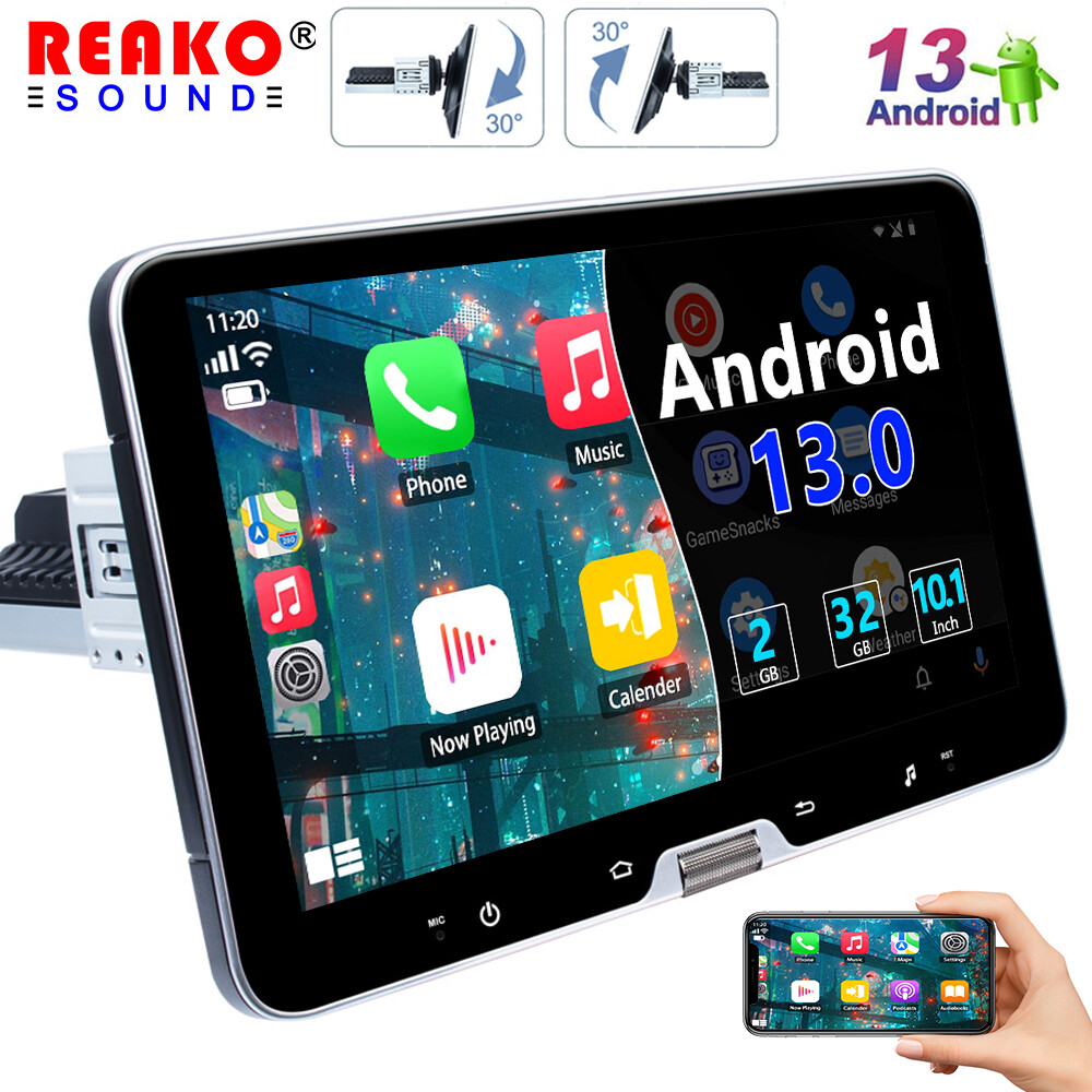 10.1”Android 13 CarPlay 2+32GB Car Stereo Radio GPS Navi 1DIN WiFi Bluetooth FM