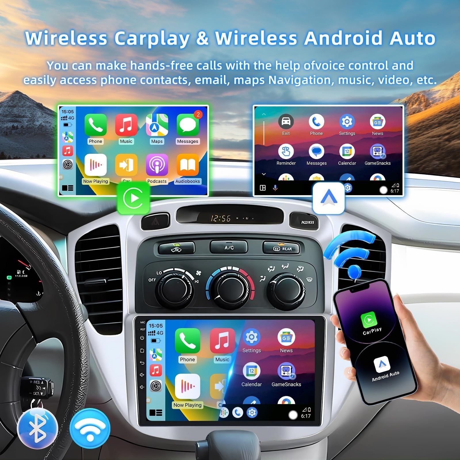 Car Radio Stereo Carplay For 2001-2007 Toyota Highlander 4+64G 9in Media CarPlay