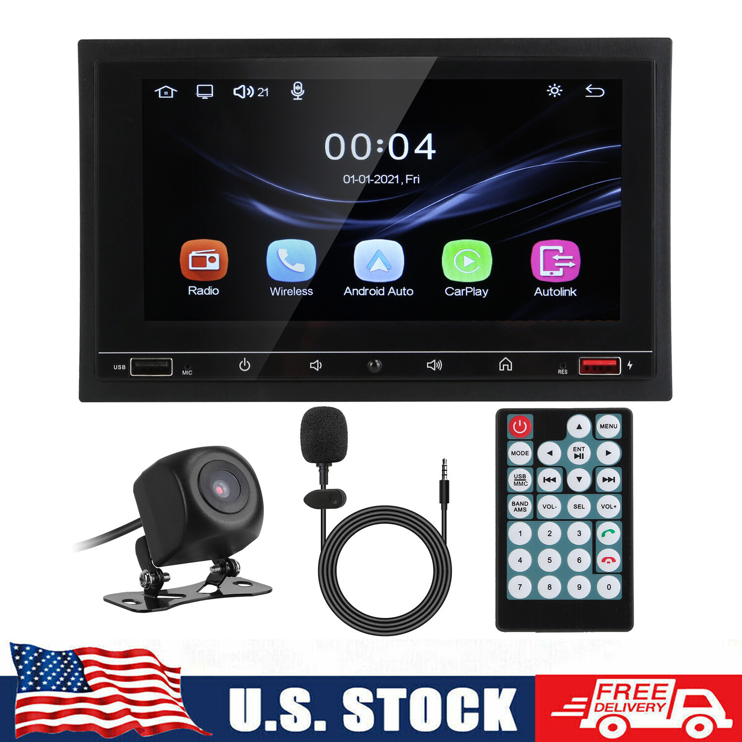Touch Screen Car MP5 Player Stereo Radio Wireless USB/AUX/FM w/ Rear Camera Kit