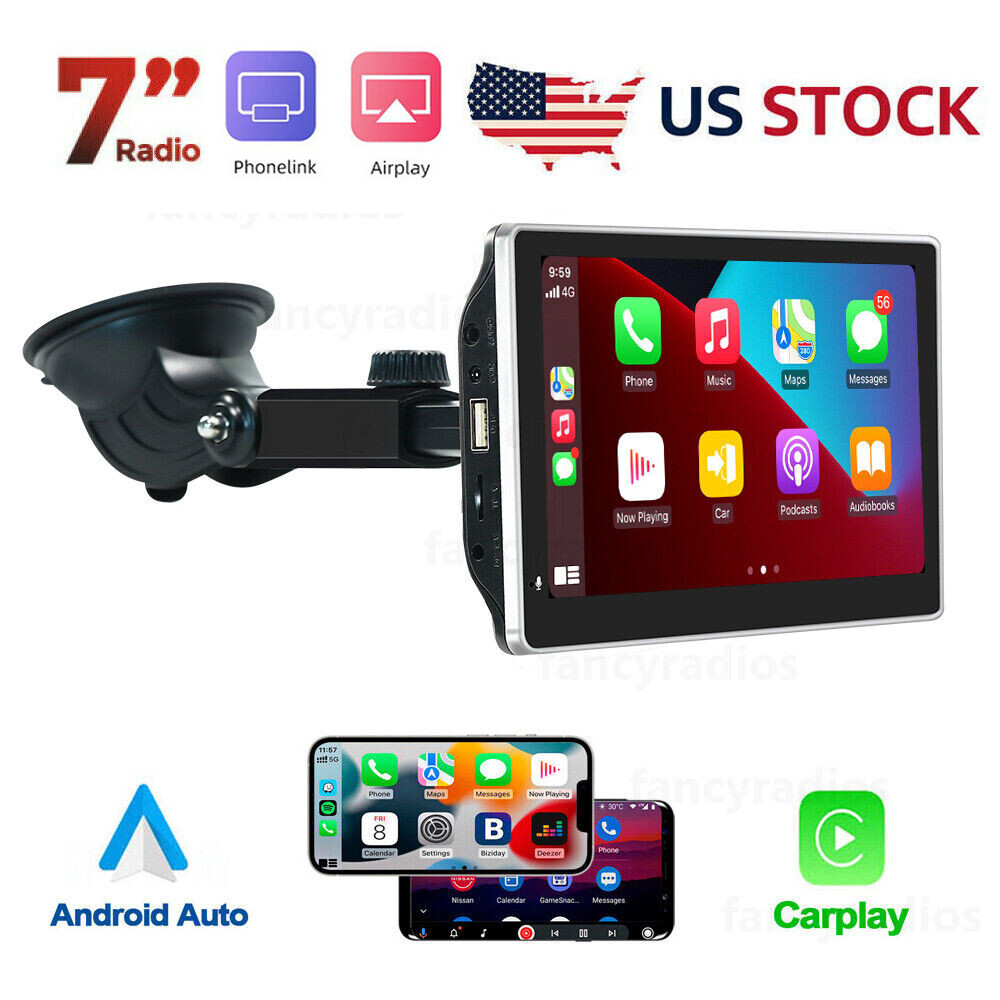 Portable Car Stereo Carplay Android Auto 7” Touch Screen Radio MP5 BT Player