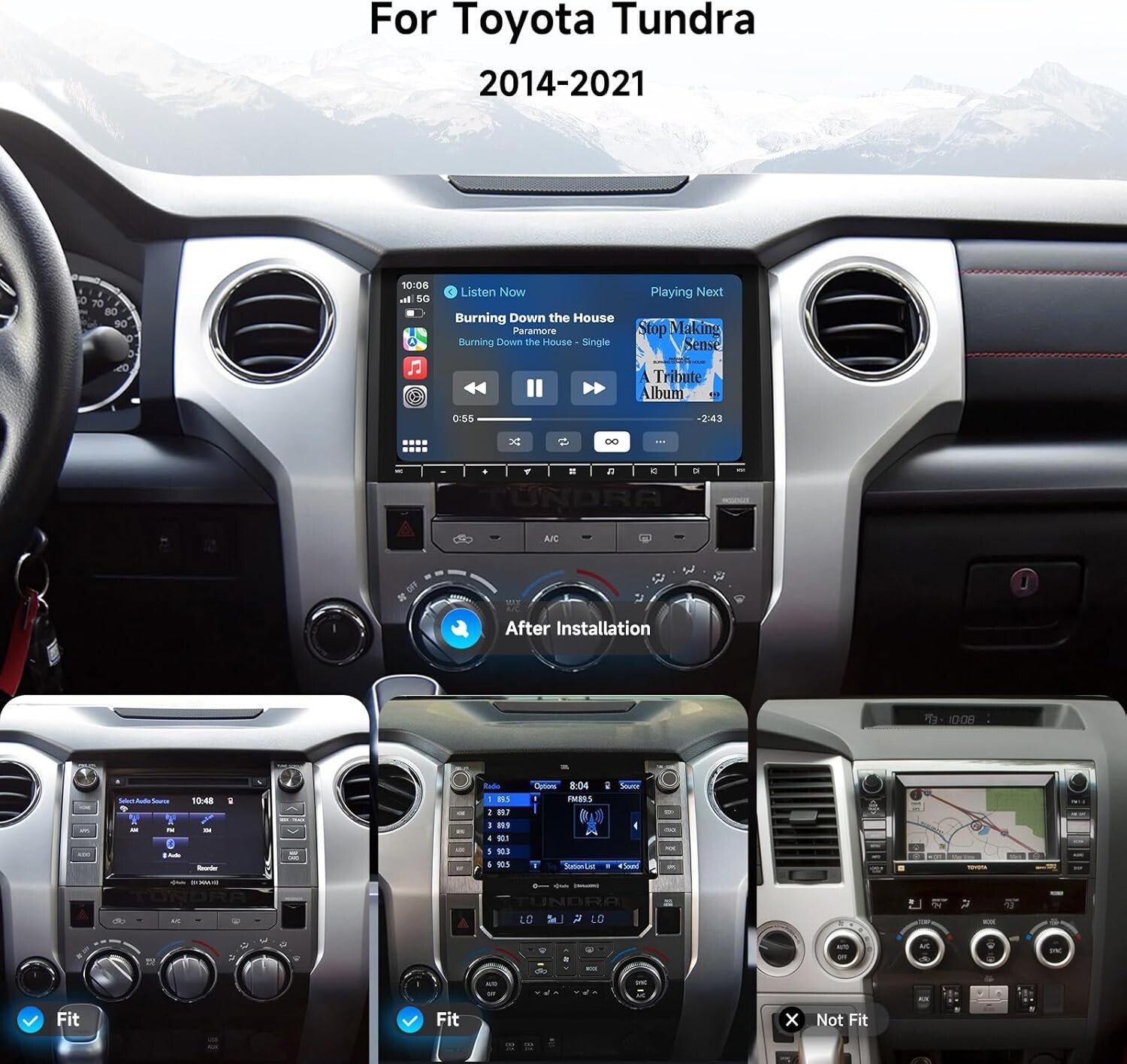 Dasaita 10.2″ Android 13 Car Stereo for Toyota Tundra 2014-2021 T-Style CarPlay