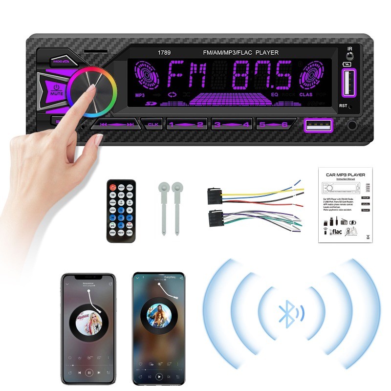 Single 1 DIN Car Stereo Radio Bluetooth MP3 Player AUX USB AM FM Audio Receiver