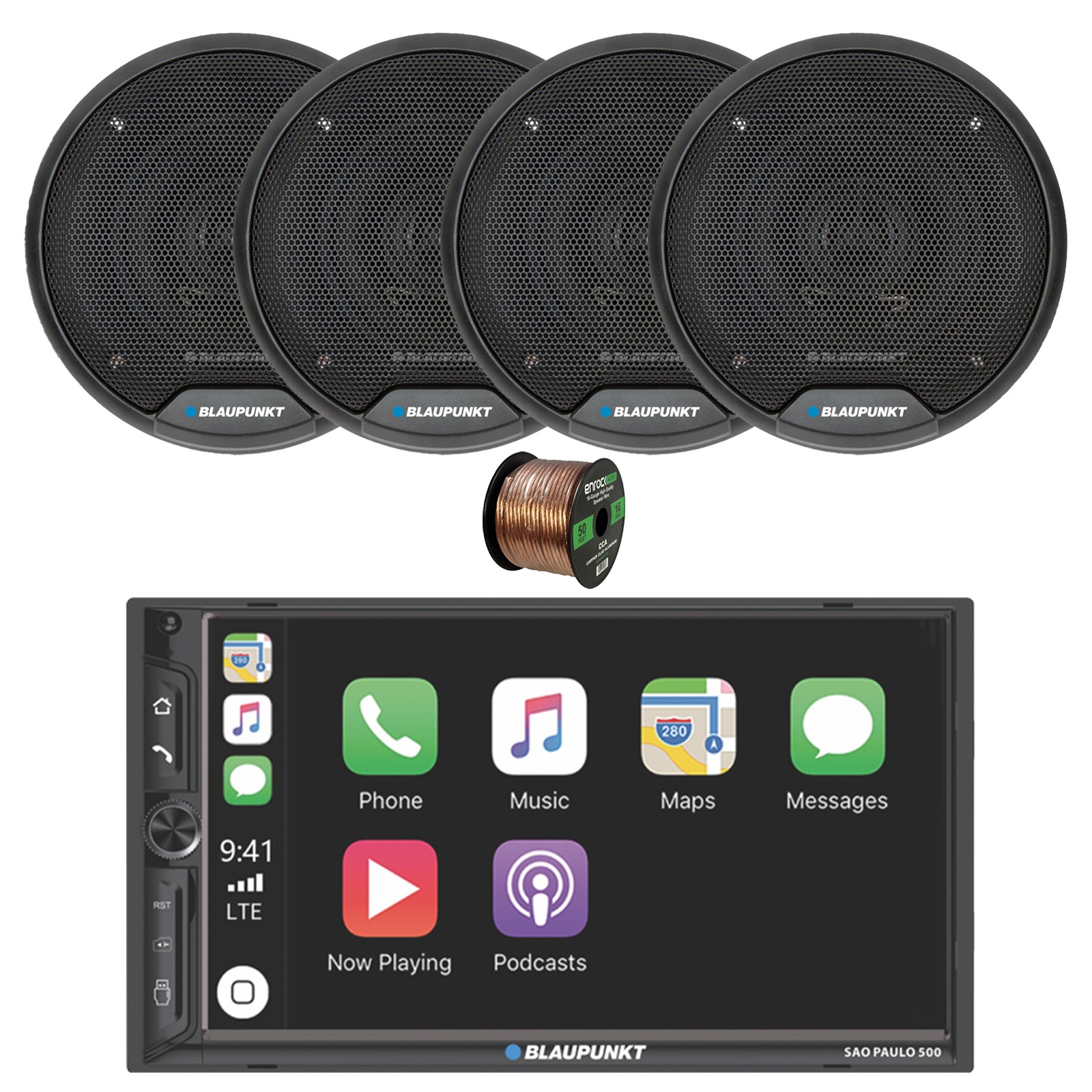 Blaupunkt SAO PAULO 500 7″ Touchscreen BT MP3 Radio, 4x 5″ 40W Speakers w/Wire