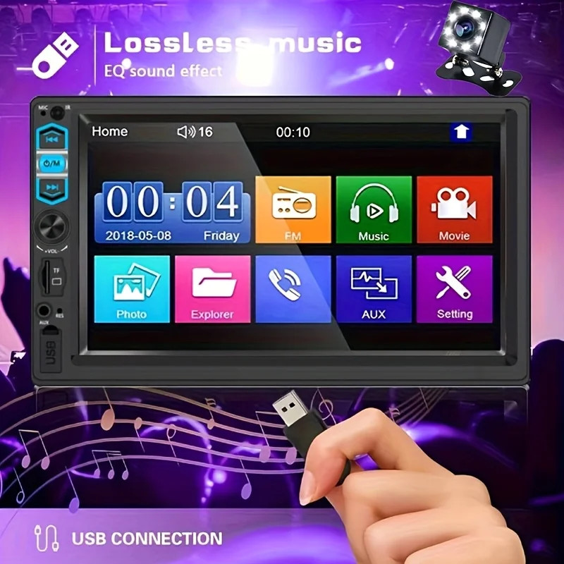 7″ HD Car Stereo Radio 2 Din MP5 Player with Backup Camera Support Mirror Link