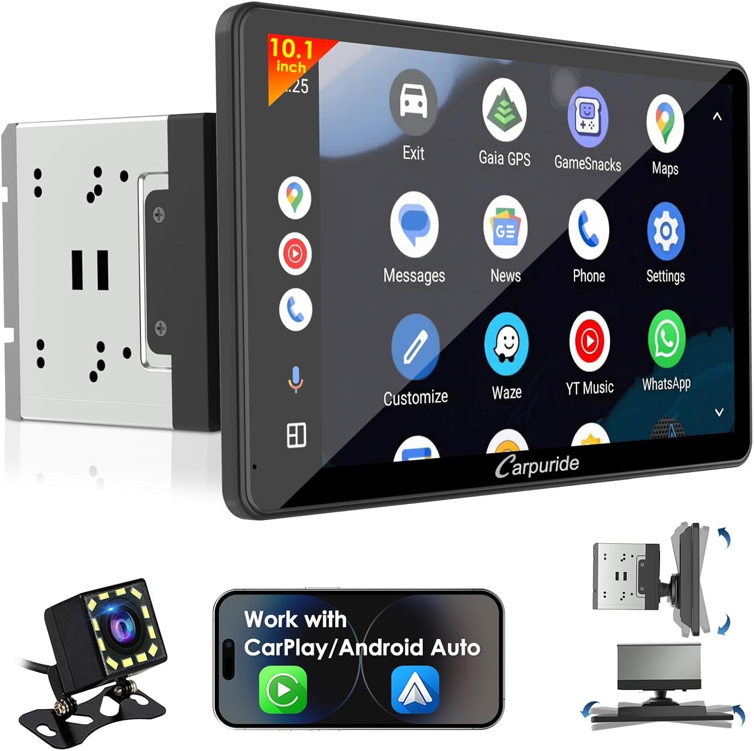 10.1″ Double DIN Car Stereo Touchscreen CarPlay Android Auto – NEW