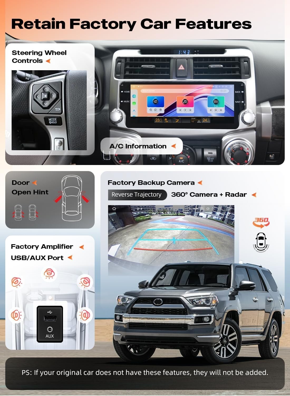 Dasaita Android 13 10.25″ Radio for Toyota 4Runner 2010-2019 QLED Touchscreen