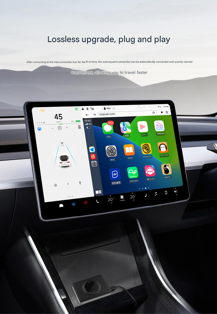 Original Car Screen Upgrade Wireless Carplay Tesla Connect Box Androidauto