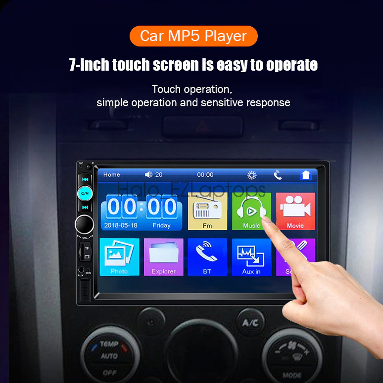 Double 2 DIN Car MP5 Player 7″ Bluetooth Touch Screen Stereo Radio With Camera
