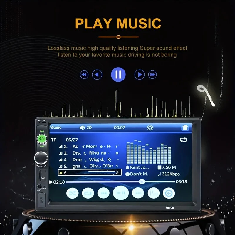 7″ Double 2 DIN Car MP5 Player Bluetooth Touch Screen Stereo Radio With Camera
