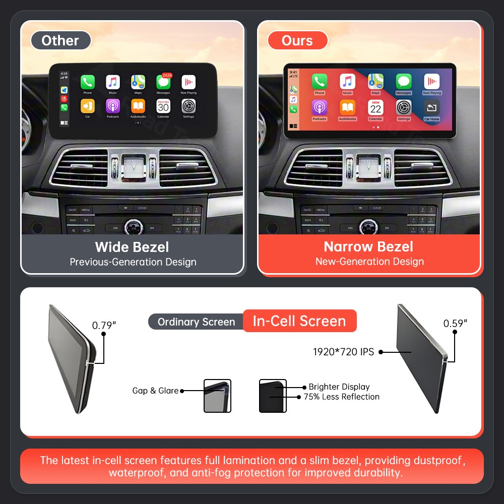 Ultra-Thin 12.3”Wireless Carplay Touchscreen For Mercedes E Coupe C207 2009-16