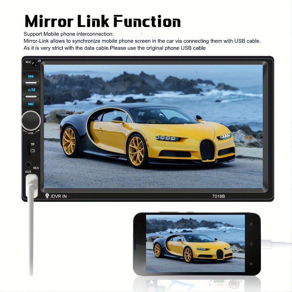 Double 2DIN 7″ Car MP5 Player Touch Screen Stereo Radio USB AUX+Rear Camera