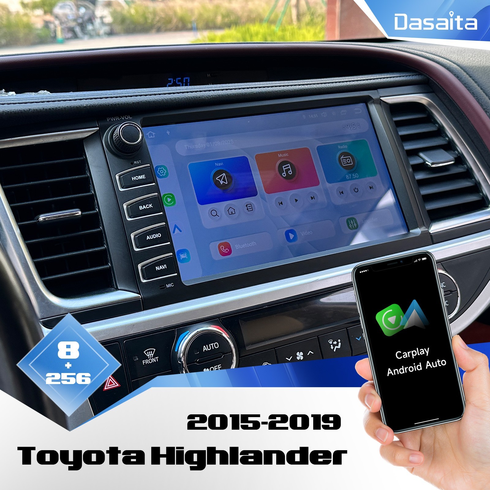 Dasaita Android 13 Car Stereo for Toyota Highlander 2015-2019 with Carplay DTS