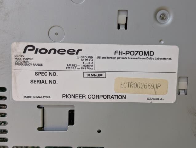 Pioneer Carrozzeria FH-P070MD Car Audio 2DIN CD MD Used Japan JUNK