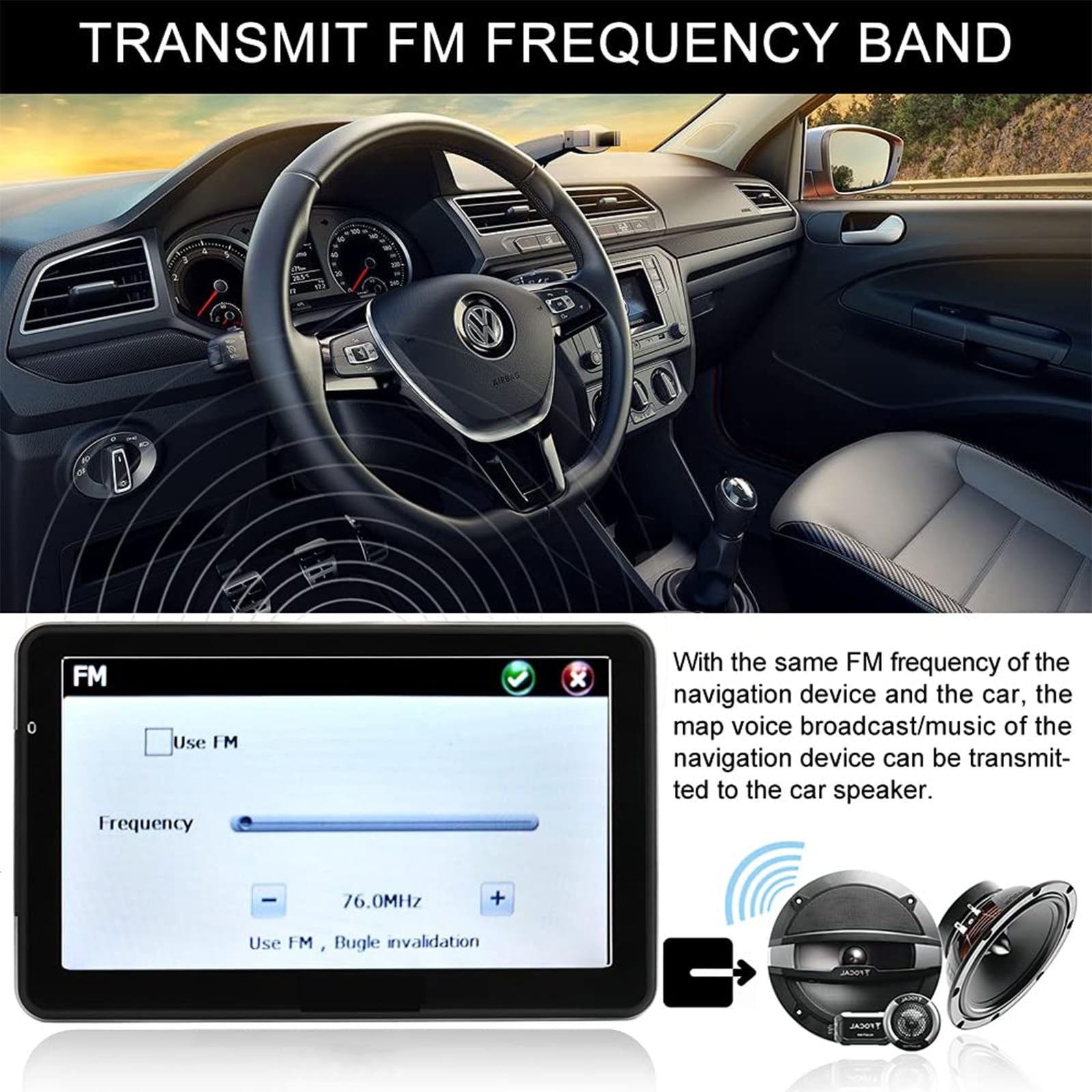 LONGRUF 7″ GPS Navigation for Car, 2025 Map, Voice, Touch Screen, Speed Alerts