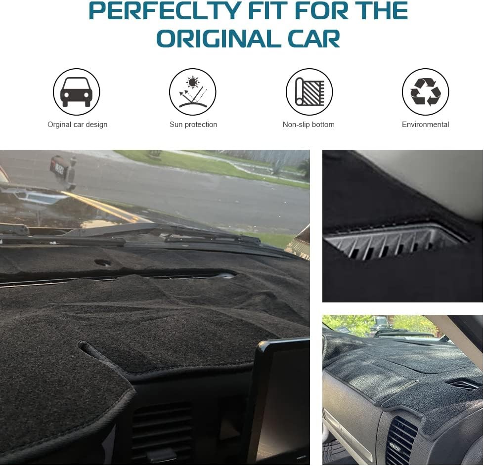 Black Dash Cover Fit Compatible with 2007-2014 Chevy 2007-2014 Chevy and GMC