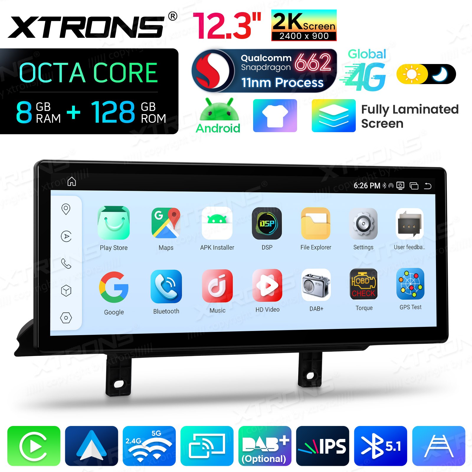 For BMW F30 F31 F32 F33 F36 Android Navigation 12.3″ Screen 2K IPS 8G 128GB WiFi