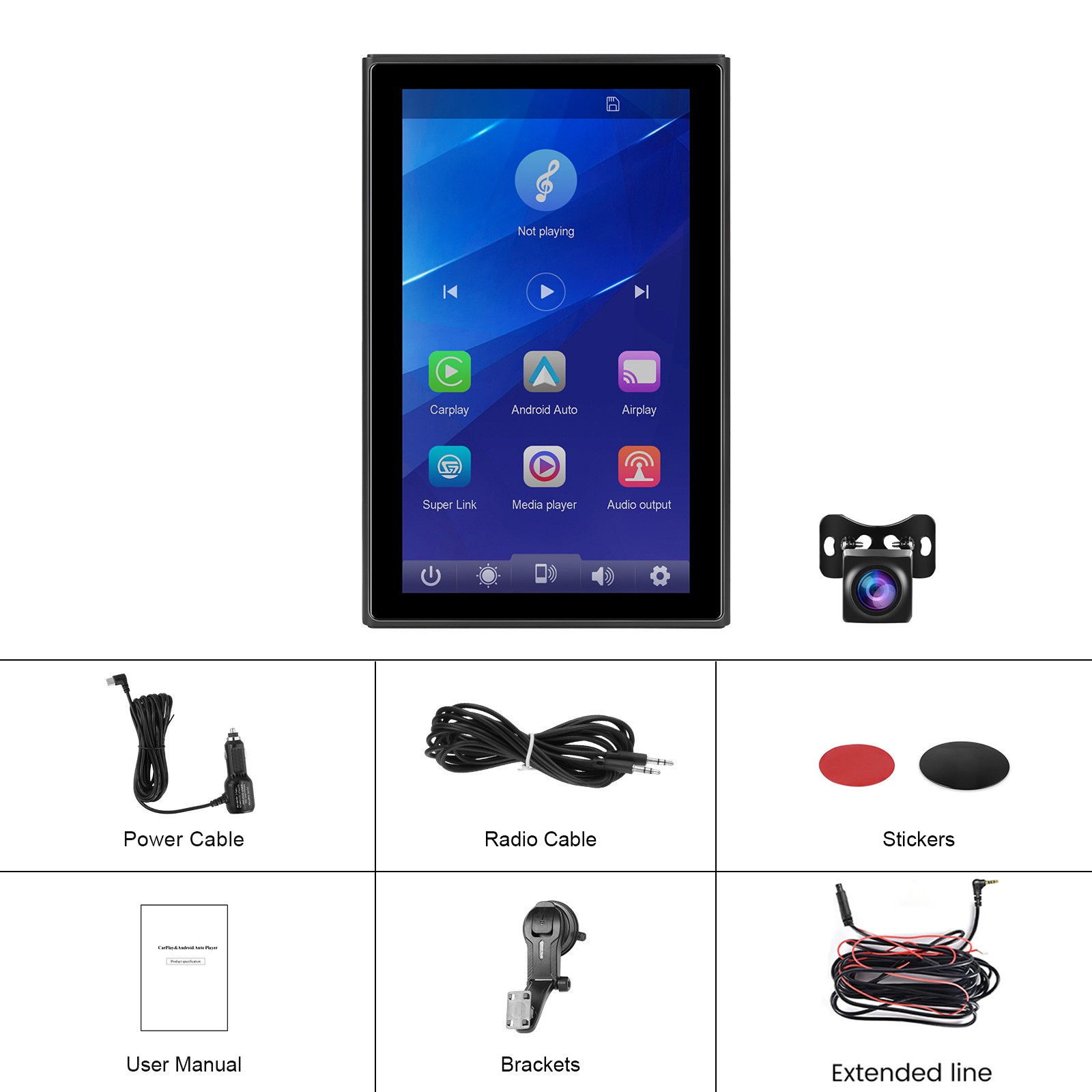 7-inch Full Touch Screen Apple CarPlay Horizontal Vertical Switching Camera B