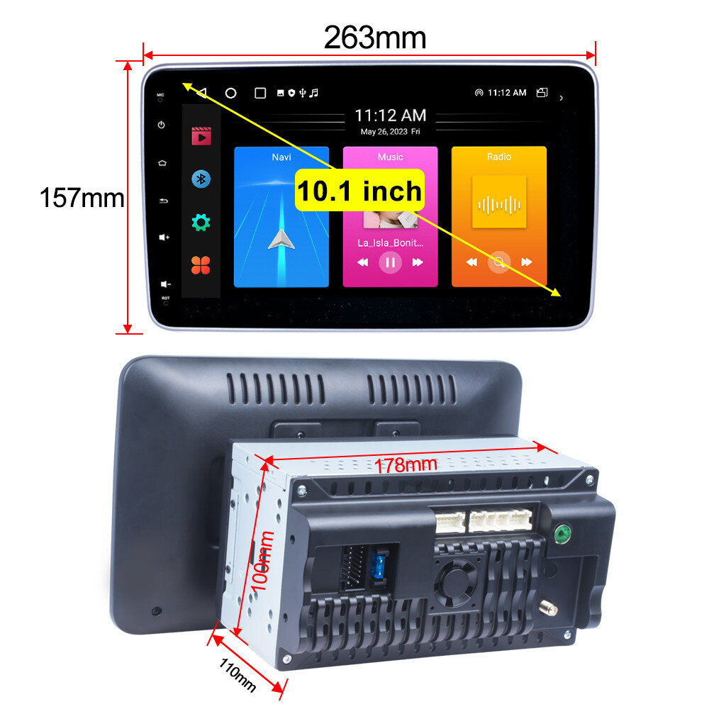 Android 13 Double 2 DIN Rotatable 10.1” GPS Wifi BT FM Car Stereo Radio Carplay