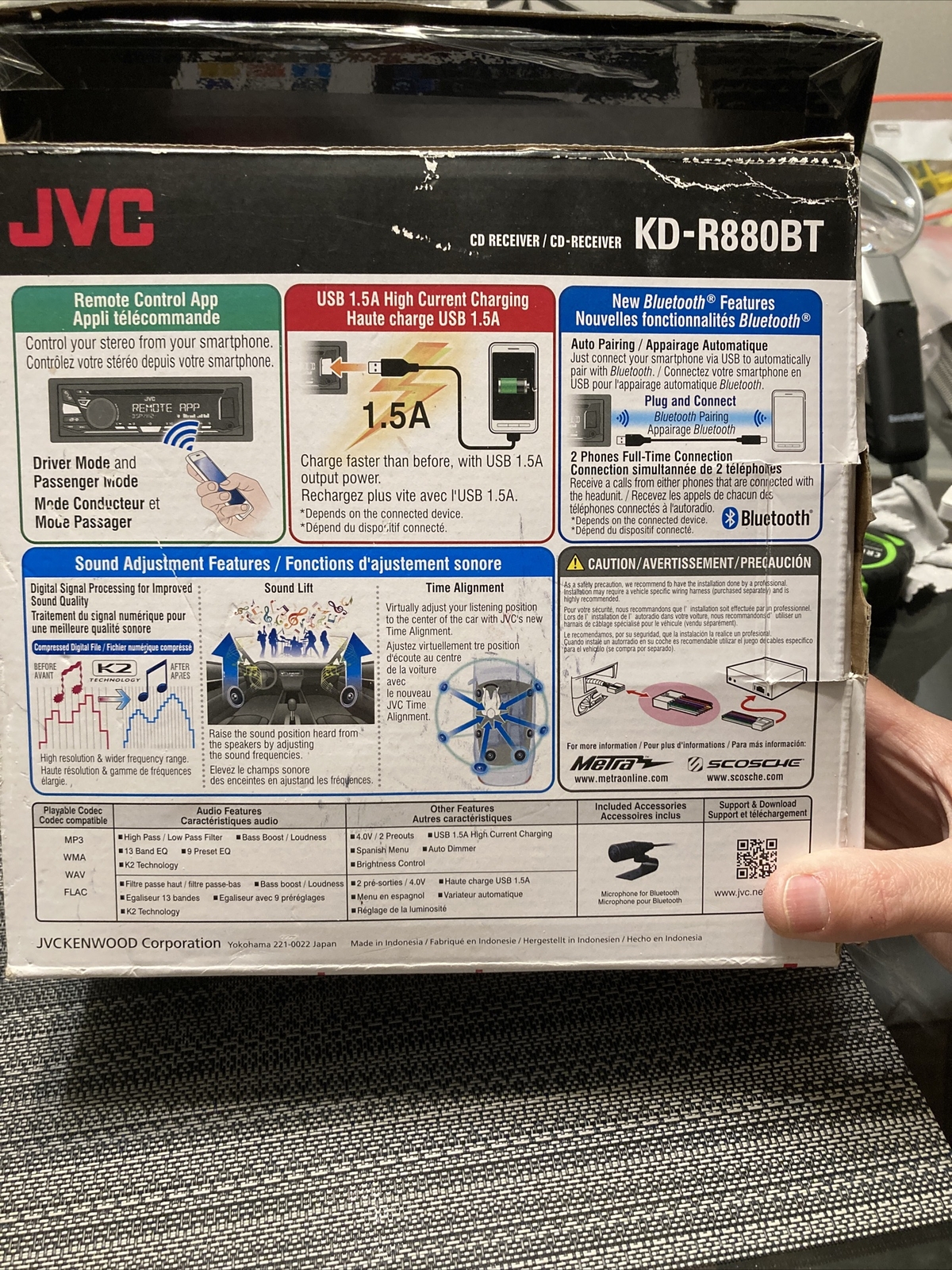 JVC KD-R880BT CD Player Bluetooth USB AUX EQ, HF @ AUDIO STREAMING OPEN BOX READ