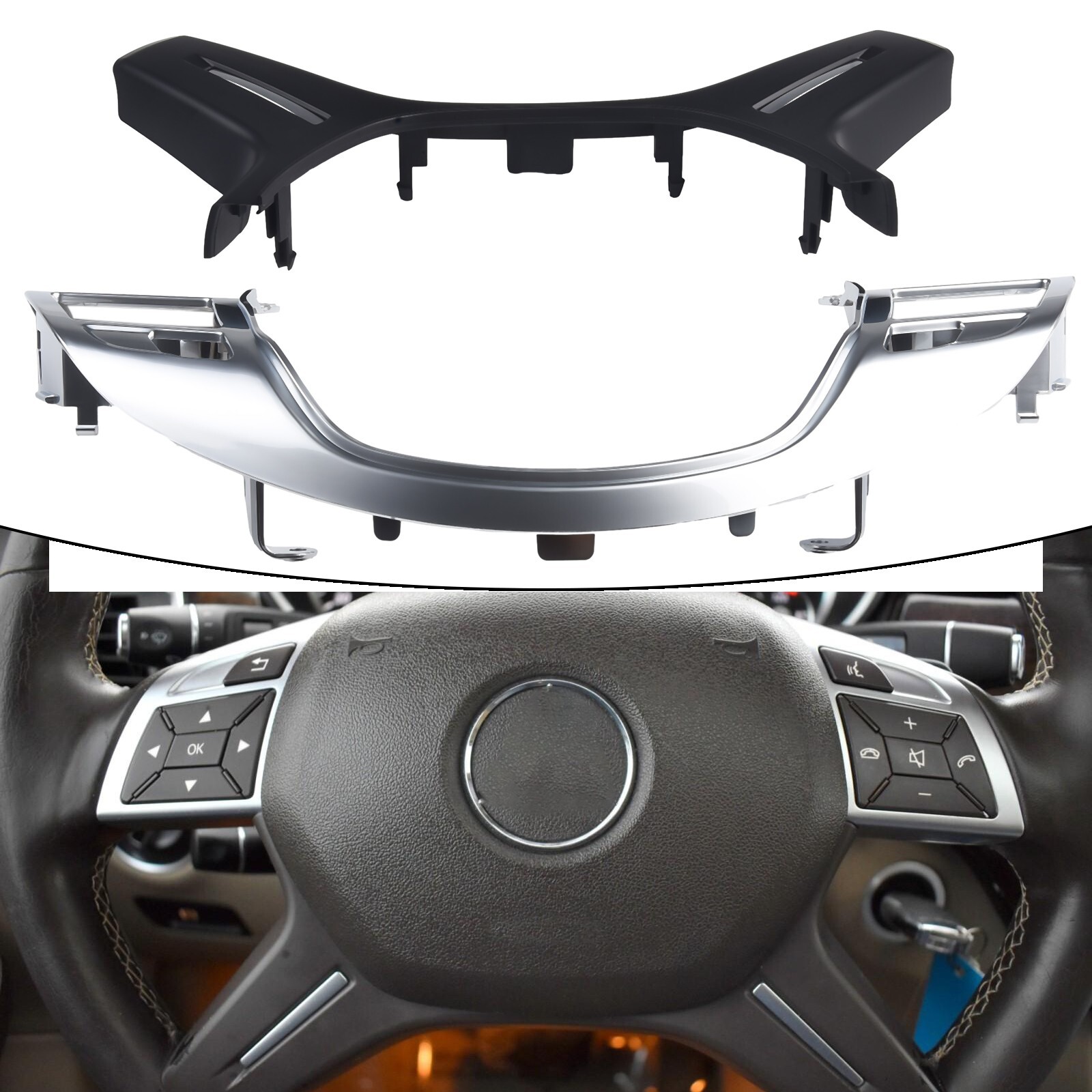 For Mercedes ML GL GLS W166 W204 W212 Car Steering Wheel Center Bezel Cover Trim