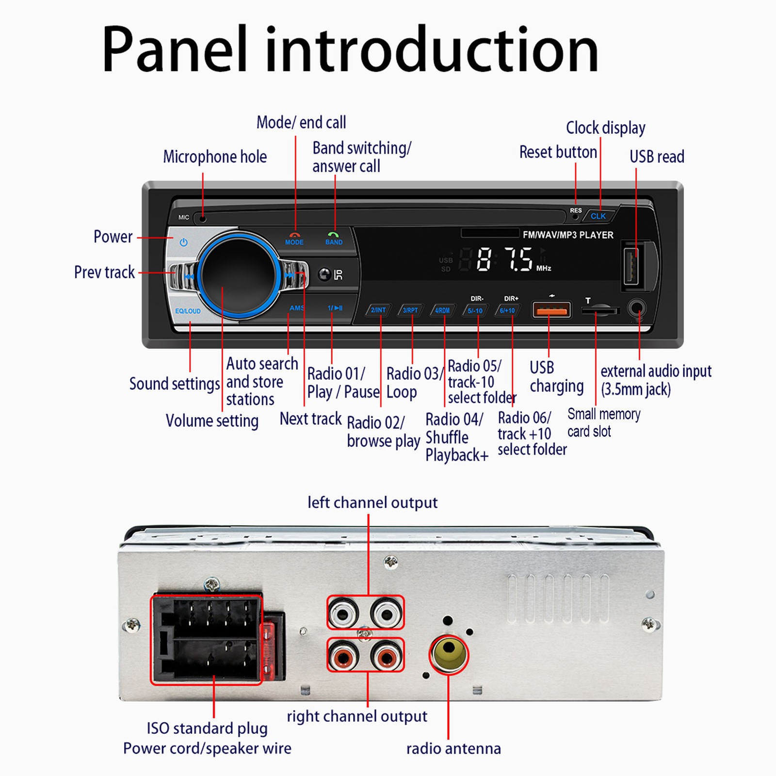 Bluetooth Car Radio Single DIN Wireless Remote Control App Control Bluetoot AVRE