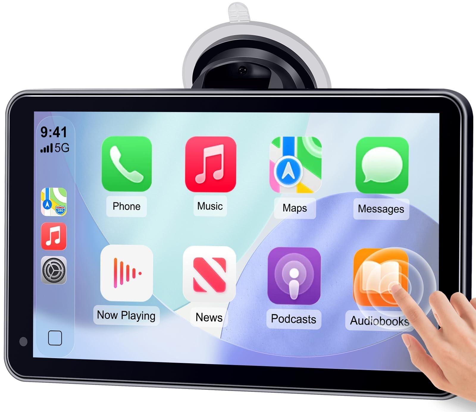 7-Inch HD 1080P Portable Wireless Carplay Screen – Easy Install, Voice Control,