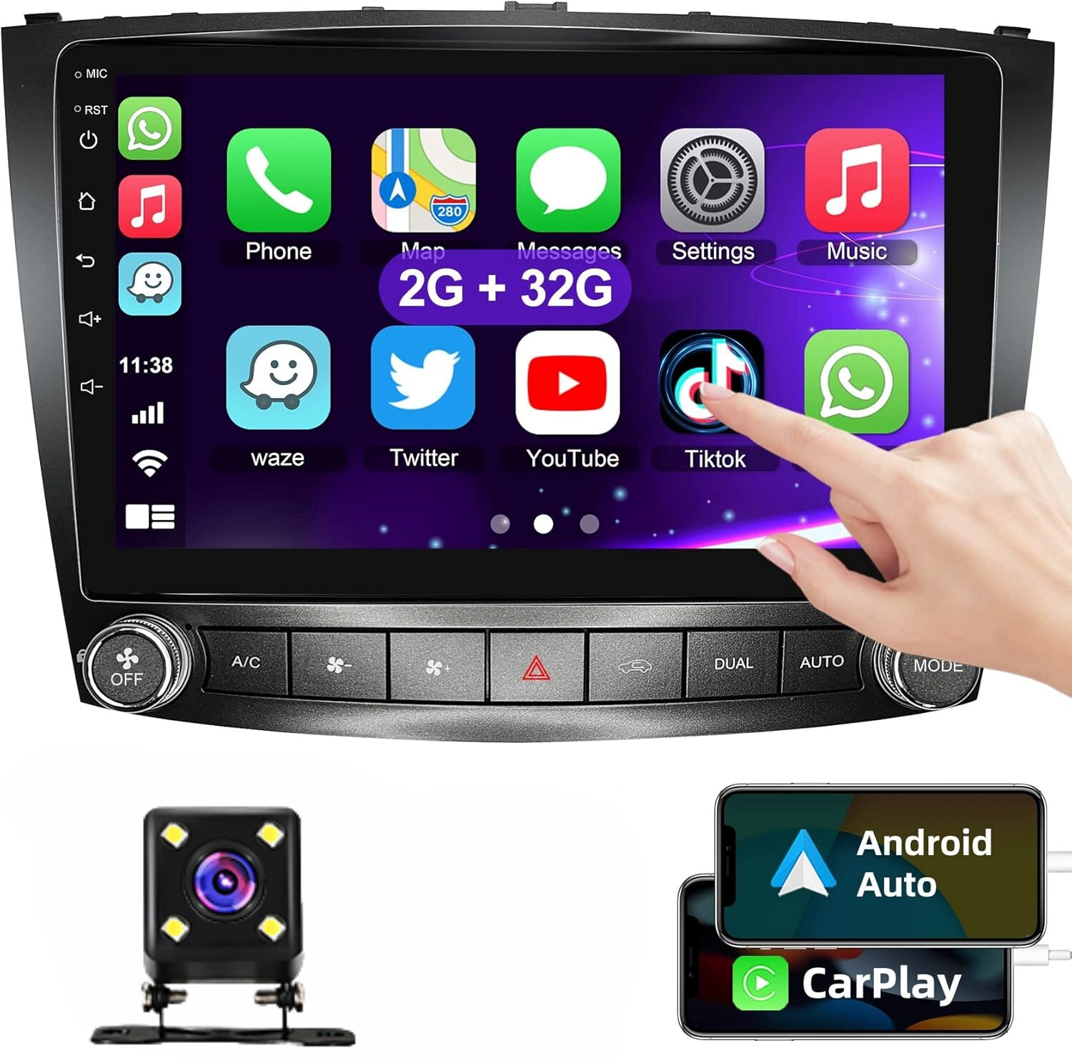 For Lexus IS250 IS350 2006-2012 Android 13 Apple CarPlay Car Stereo Radio GPS BT