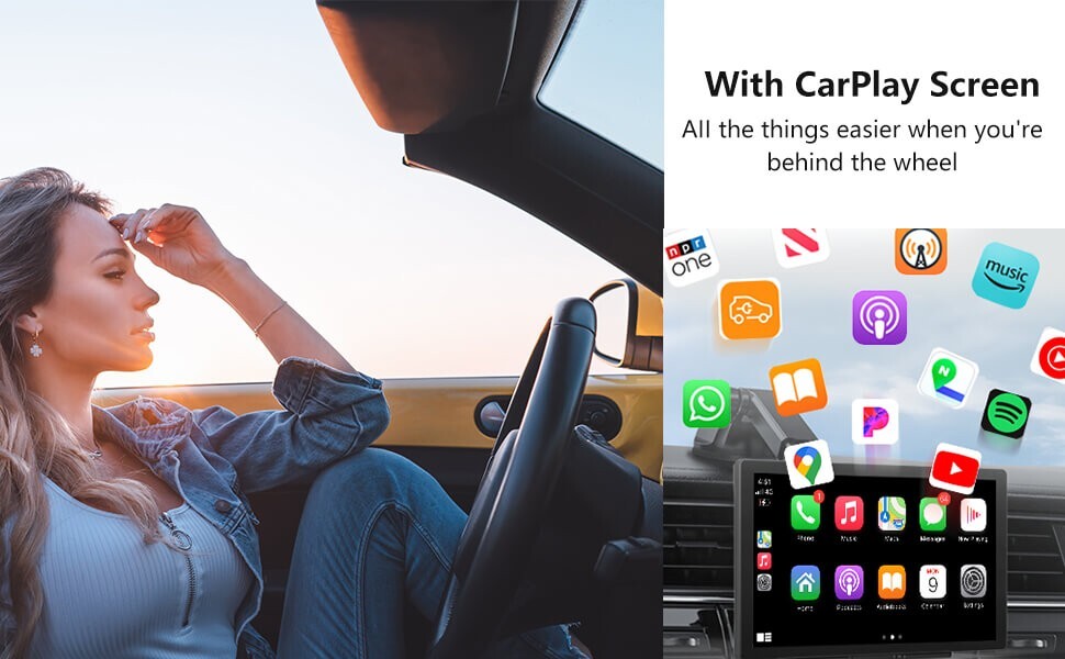 9″ Android CarPlay, Car Receiver with Android Auto Voice MirrorLink Bluetooth