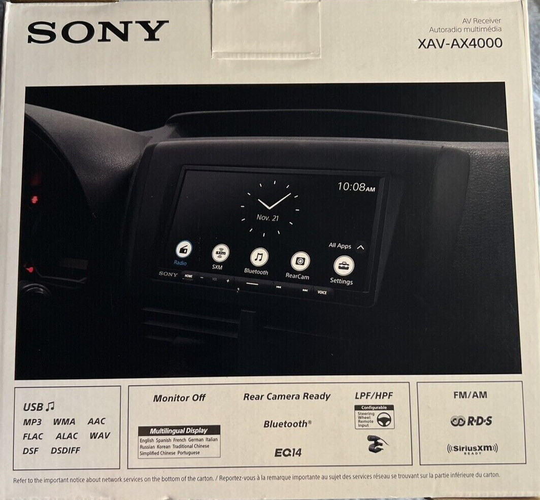 Sony XAV-AX4000 Multimedia Wireless Apple CarPlay Android Auto Bluetooth 6.95″