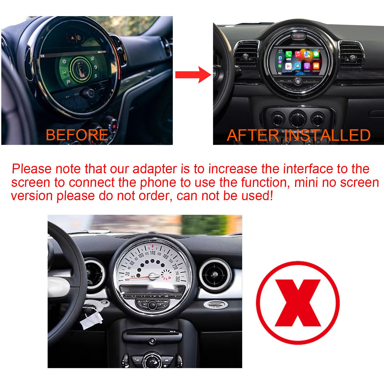 Android Auto/Wireless CarPlay for BMW Mini R59 R60 R61 F54 F55 F56 F57 Module