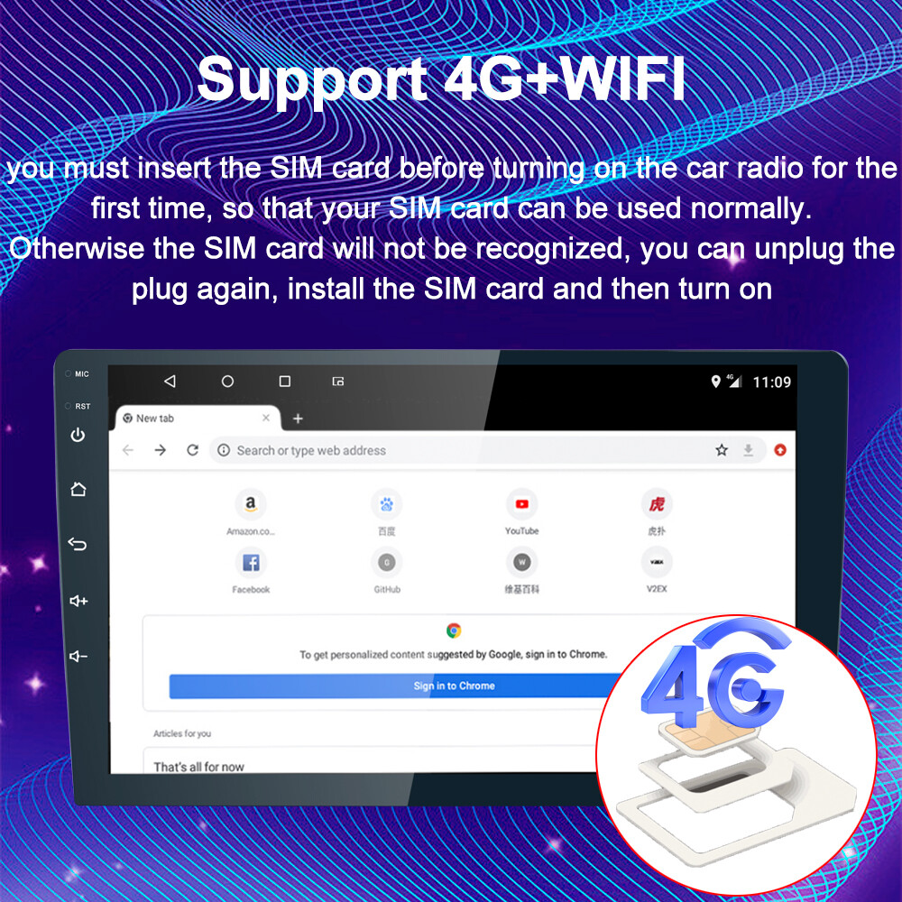 6+128G 2DIN 10” Car Radio Stereo Apple Carplay Android Auto DSP QLED Screen+Cam