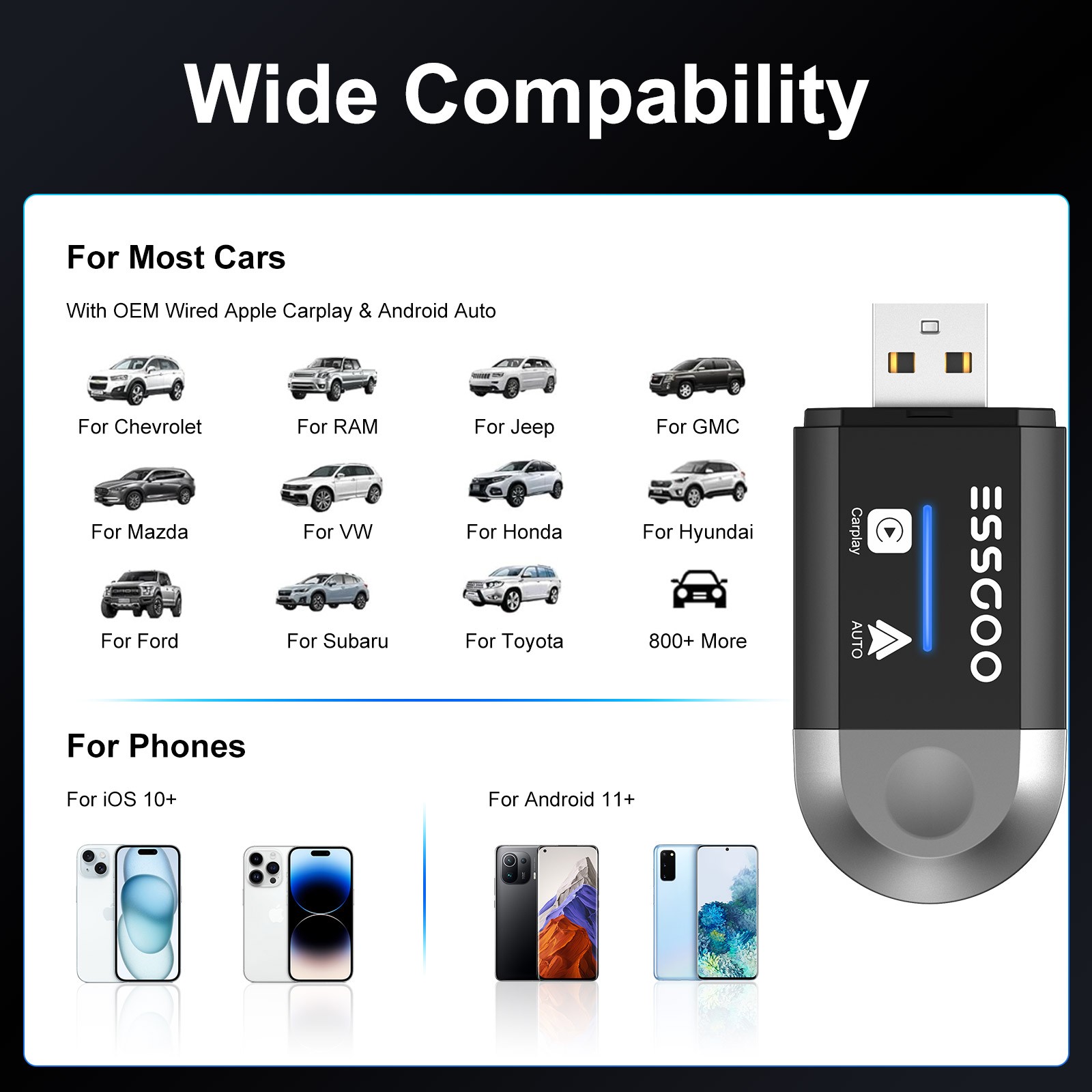 USB Wireless CarPlay Adapter For iPhone Apple Wireless Carplay Dongle Plug &Play