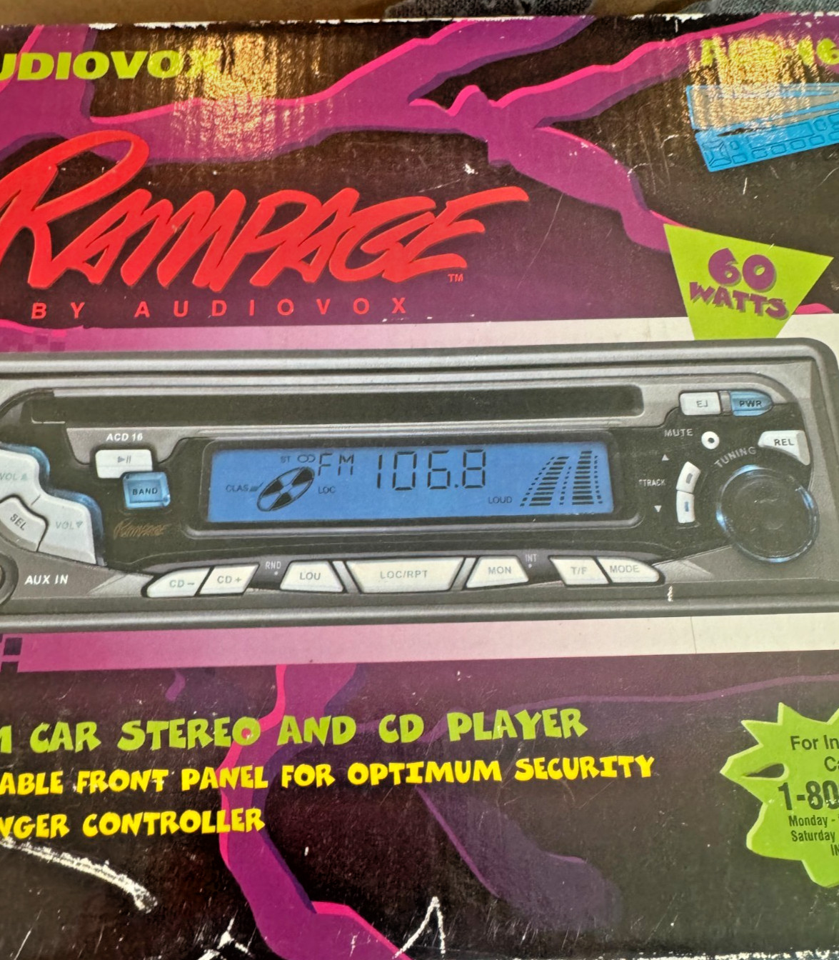 Vintage Rampage by Audiovox  AM/FM/MPX Car Stereo and CD Player ACD-16