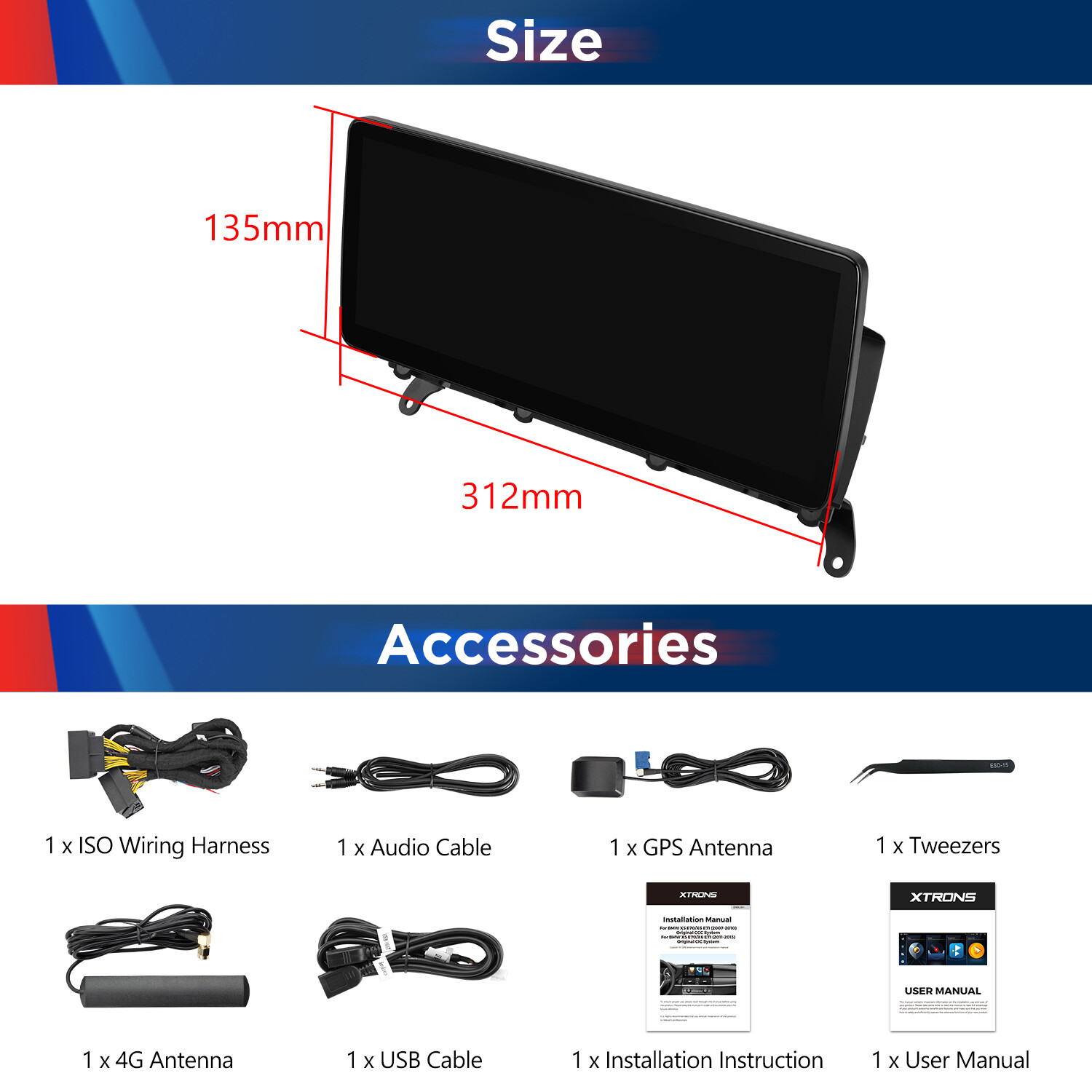 12.3″ IPS Android 13 8-Core CarPlay Stereo GPS Navi 4G For BMW X3 F25/X4 F26 NBT