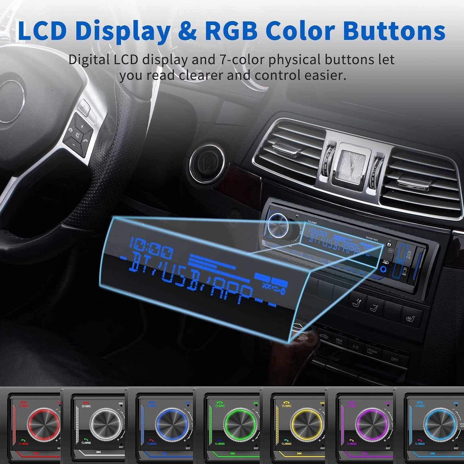 300W Bluetooth Car Stereo: Hands-Free Calls, Multi-Input & App Remote Control