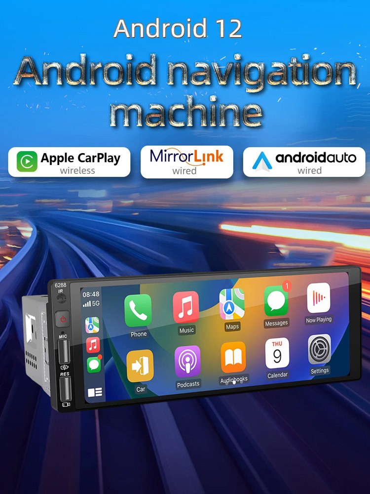 6.86in 1 Din Car Stereo Radio Android 12 FM Player 2+32G GPS Navi WiFi BluetooBq