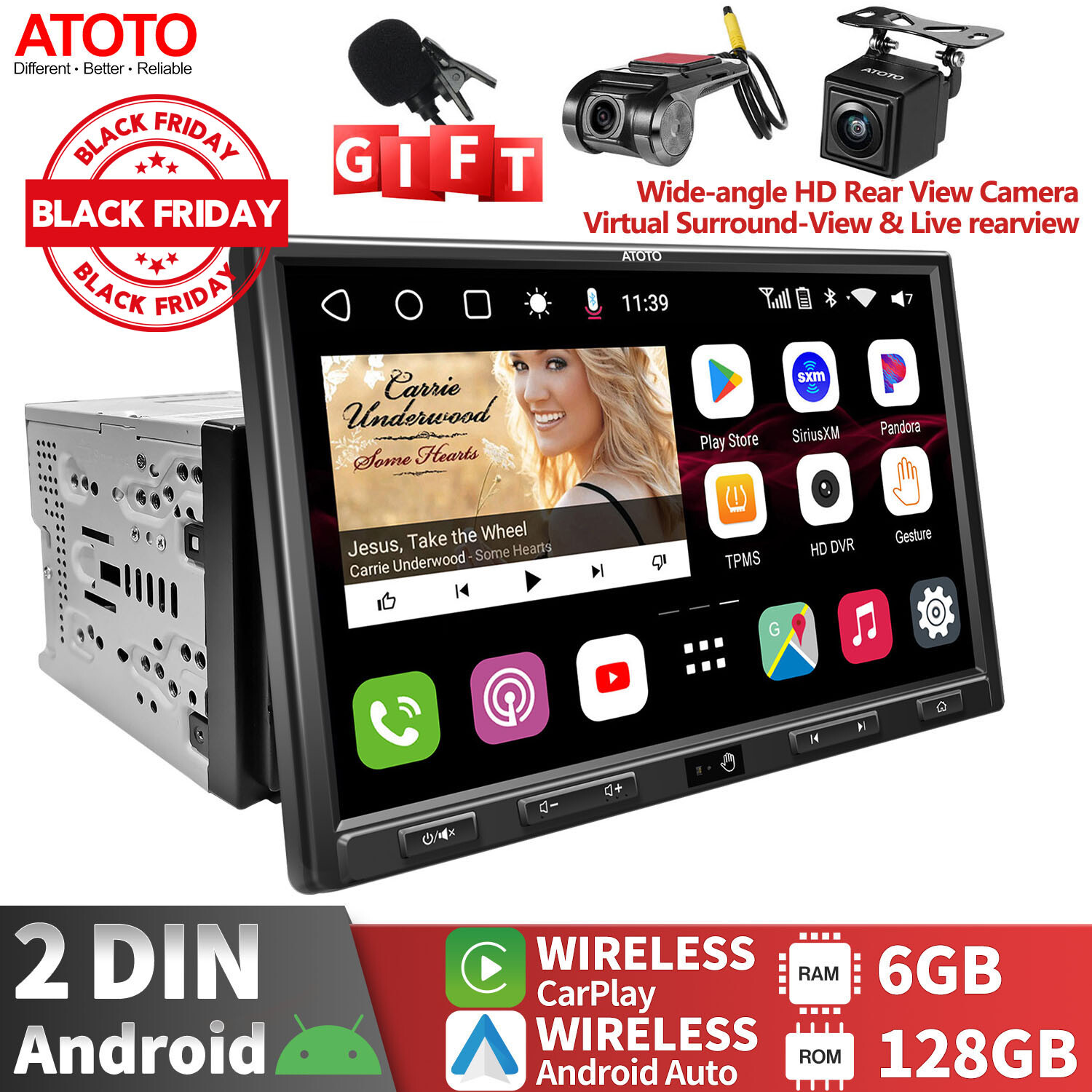 ATOTO S8 Ultra Plus 10in 2DIN Android Car Stereo-6+128G +Dash &VSV Backup Camera