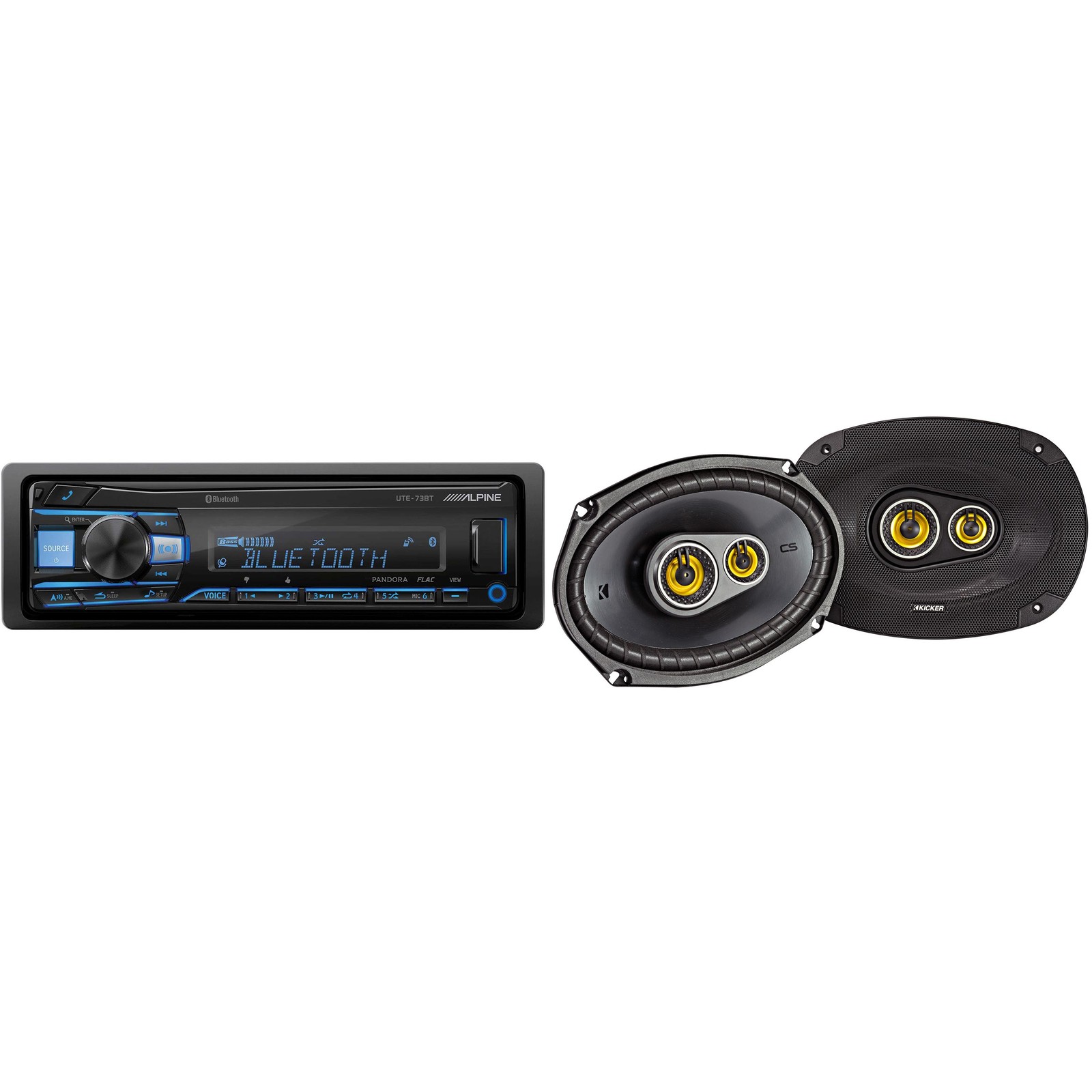Alpine UTE-73BT Bluetooth Receiver (No CD), a Pair of 43CSC6934 6×9″ Speaker…