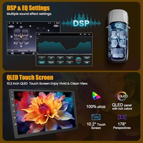 (8Core + 64GB) 10.2 Inch QLED Touch Screen Car Radio for Toyota Camry 4GB+64GB