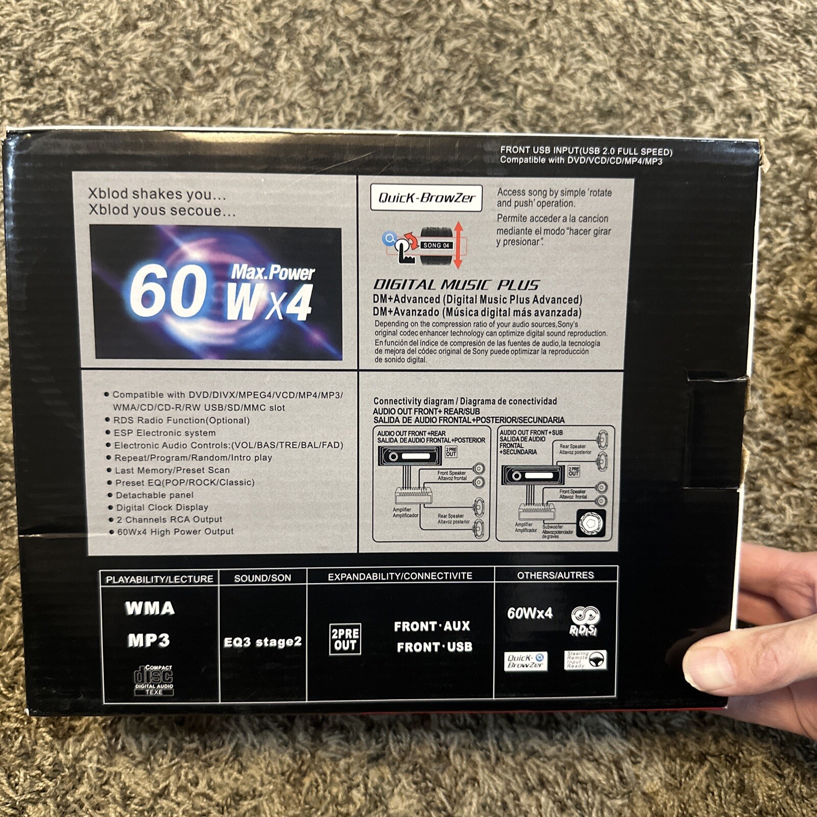 Xblod Stereo Head Unit 60W x 4 RV Media Player DVD/VCD/CD/MP4/MP3