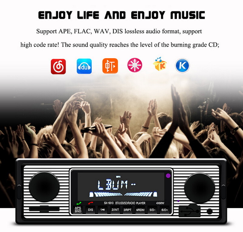1 Din Car Stereo Audio Radio Car In-Dash Player Bluetooth Head Unit MP3 USB AUX