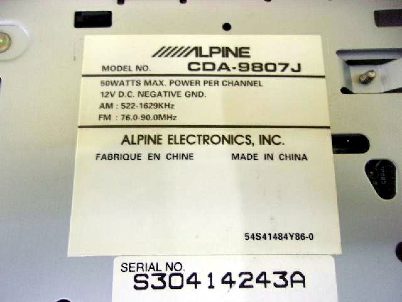 ALPINE CDA-9807J Car Stereo Receiver Tested Working Japan JDM Car Audio