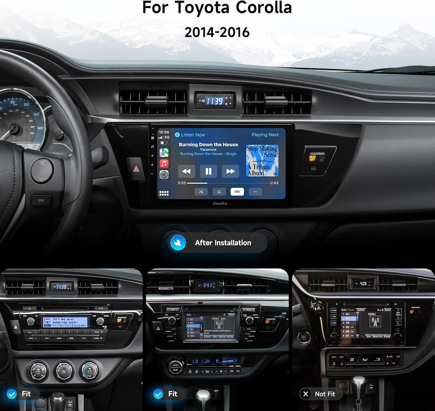 Dasaita Android 13 Car Stereo Carpaly Andriod Auto for Toyota Corolla 2014-16