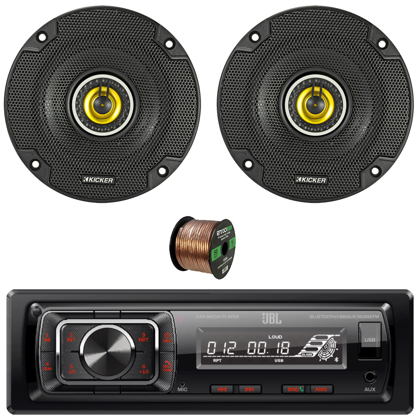 JBL Celebrity150 1-DIN Bluetooth Radio, 2x 4″ 150W Max 2-Way Coaxial Speakers