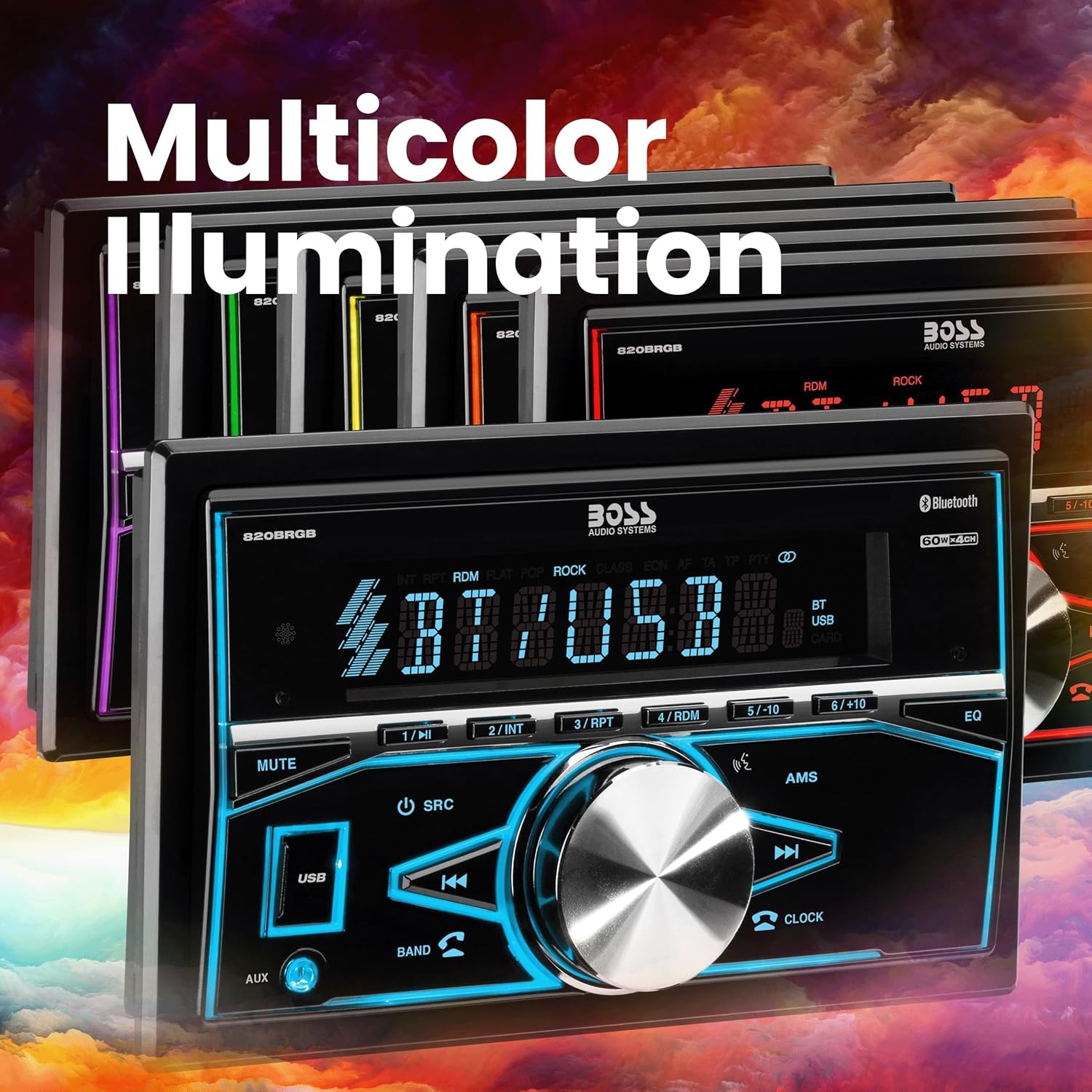 820BRGB Car Stereo – Double Din, Bluetooth, No CD DVD Player, AM/FM Radio Receiv